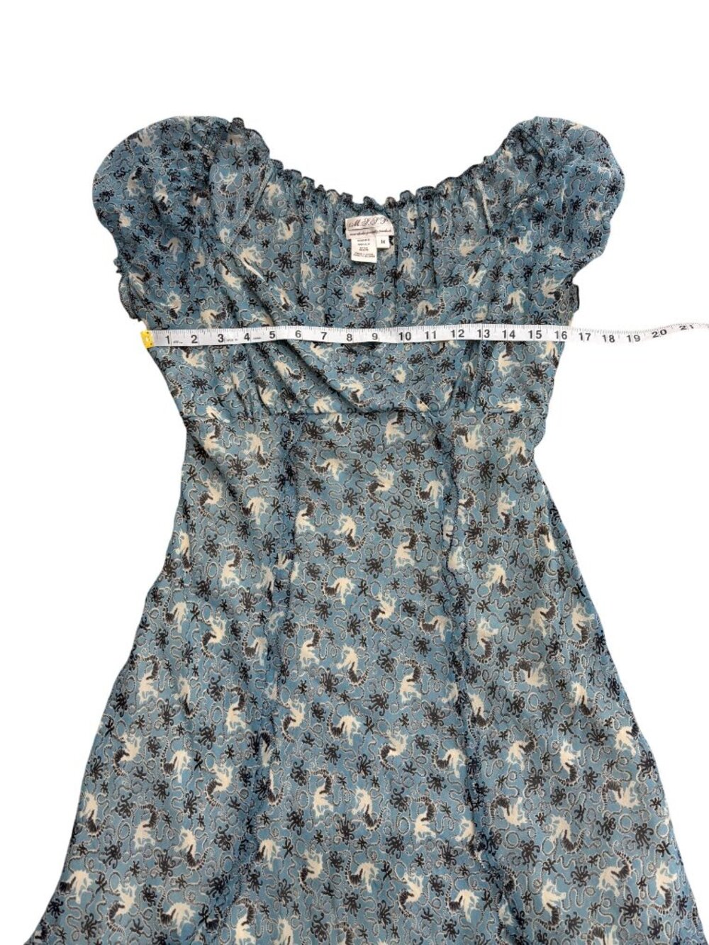 Vtg M.S.S.P Womens Size M Silk Dress Blue Floral Cottage Slip-Dress Y2K - Picture 5 of 7
